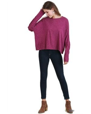 Umgee Ruffle Detail Long Sleeve Top - Red