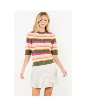 Thml Short Sleeve Multi Color Knit Top - White