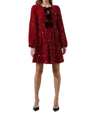 Sugarlips Darla Sequin Glow Bow Mini Dress - Red