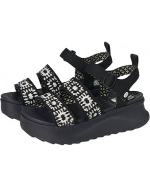 HEYDUDE Delray Buckle Cottage Crochet Sandal - Black