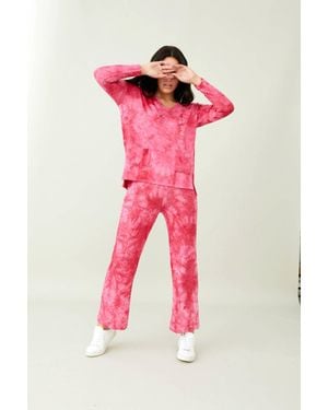 French Kyss Soft Stretch Tie Dye Lounge Pant - Pink