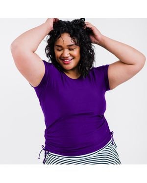 Calypsa Plus Short Sleeve Adele Swim Top - Purple