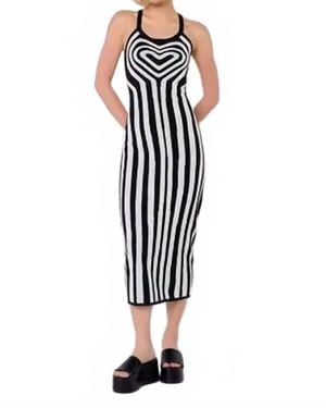 Another Girl Heart Knit Midi Dress - Black