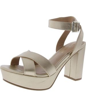 Sun & Stone Faux Leather Block Ankle Strap - Brown