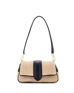 Jacquemus Le Bambimou Padded Shoulder Bag Raffia With Leather Petite - Natural