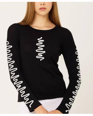 French Kyss Zig Zag Scoop Neck Top - Black