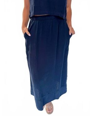 Lamade Calla Linen Midi Skirt - Blue