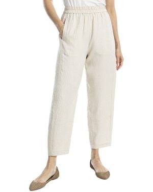 Max Studio Two-Tone Textured Woven Linen-Blend Pant - Natural