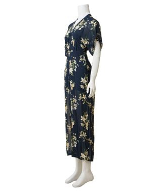 Reformation Floral Print Plunge Neckline Jumpsuit - Blue
