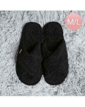 Fashnzfab Solid Criss Cross Soft Home Indoor Floor Slippers - Black