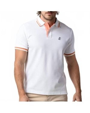 James Bark Striped Collar And French Bulldog Logo Polo - White