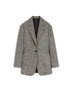 BOSS Oversized-Fit Blazer With Structured Pattern - Gray