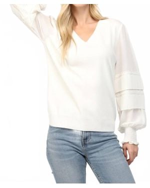 Fate Mixed Media Sweater - White