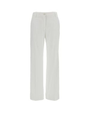 Alberto Biani Wide-Leg Pressed Crease Pants - White