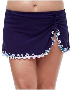 Gottex Plus Size Side Slit Cinch Swim Skirt - Blue