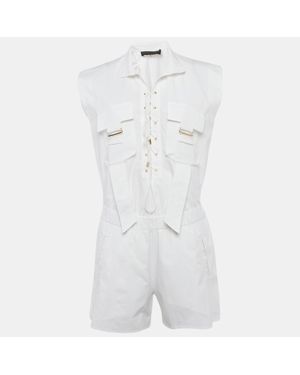 Alexandre Vauthier Cotton Criss Cross Tie-Up Detail Playsuit - White