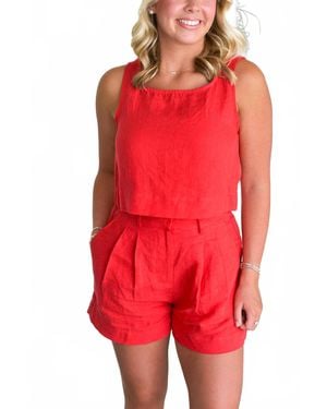 Olivaceous High-Rise Pocket Shorts - Red