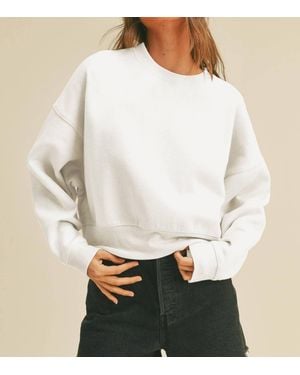 Honestee Blank Short Cropped Long Sleeve Sweatshirt - White