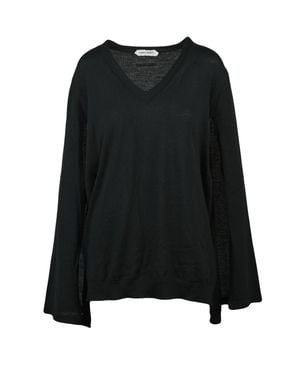 Alberta Ferretti Virgin Wool Open-Sleeve Sweater - Black
