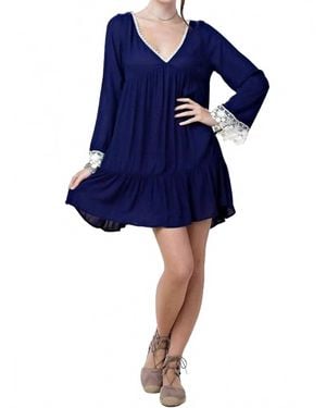 Kori Bell Sleeve Lace Mini Dress - Blue
