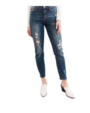 Judy Blue Mid-Rise Destroyed Relaxed Fit Jeans - Blue