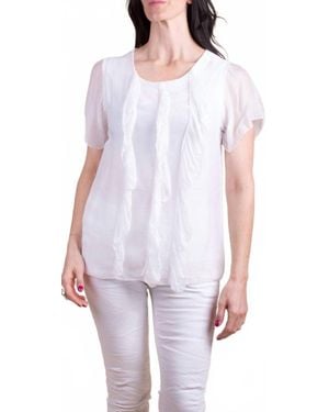 Gigi Moda Nizza Short Sleeve Silk Top - White