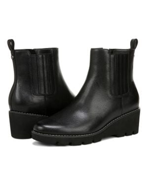 Vionic Aria J0734L1001 Boots Leather Wedge Ankle Booties Zogg288 - Black