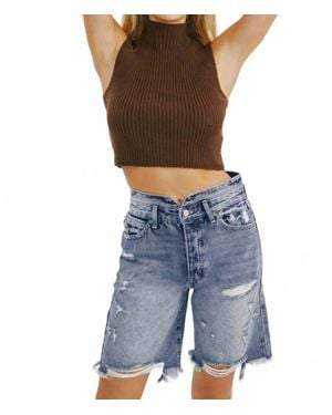 Kancan Ultra High Rise 90S Bermuda Shorts - Blue