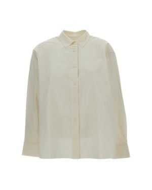 Casey Casey Chalk Poplin Shirt With Raglan Sleeves And Square Fit - White