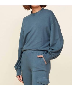 Monrow Blouson Sleeve Sweatshirt - Blue
