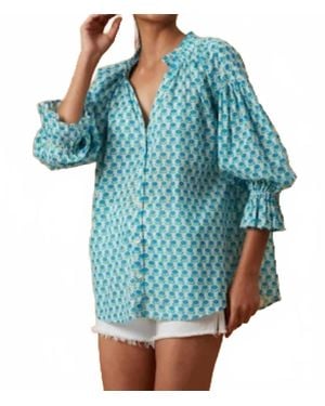 Ro's Garden Rachel Collared Button Down Shirt - Blue