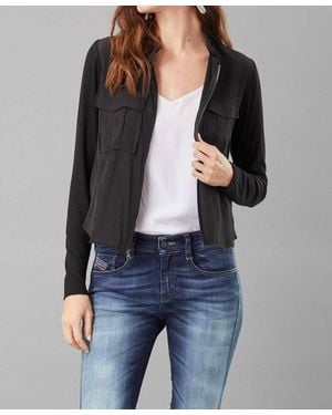 Lola & Sophie Lightweight Satin Utility Jacket - Black