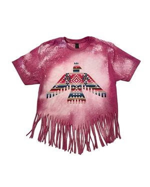 Rose Canyon Ranch Thunderbird Fringe Hem Tee - Pink