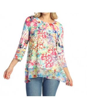 Jess & Jane Chiffon Hem Top - Red
