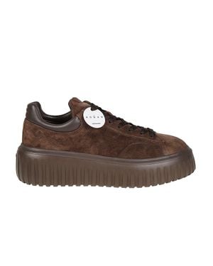 Hogan H-Stripes Calf Leather Sneakers - Brown