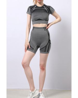 TRUEDAMES Seamless Short Set - Gray