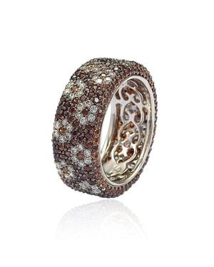 Suzy Levian Sterling Cubic Zirconia And Flower Eternity Band - Black
