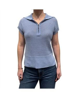 Brodie Cashmere Mixed Gauge Tank Top - Blue