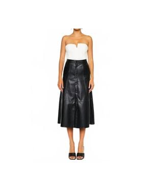 Kancan High Rise Leather Midi Skirt - Black