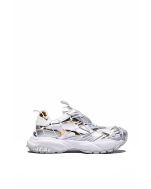 Versace Net Overlay Rubber Sneakers - White