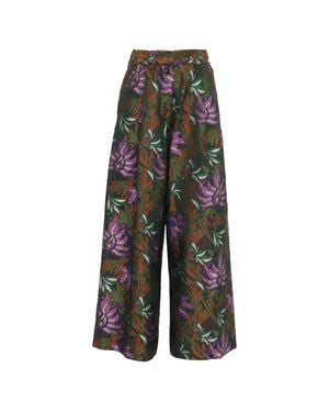 Dries Van Noten Printed Wide Leg Pants - Gray