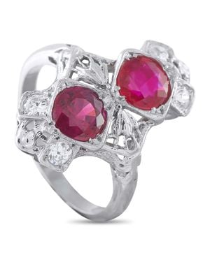 LB Exclusive Antique Platinum 1.85Ct Ruby Ring Mf07-062926 - Pink