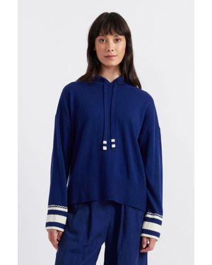 Chinti & Parker Wool-Cashmere Ahoy! Hoodie - Blue
