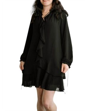 Thml Long Sleeve Flutter Dress - Black