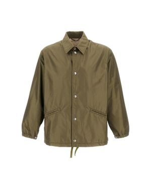 Kaptain Sunshine Oversized Outdoor Jacket With Snap Button Closure And Adjustable Hem - Green