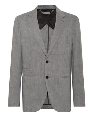 Philipp Plein Linen Blazer - Gray