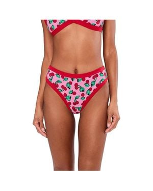 Beach Riot Rozli Bikini Bottom Mon Cherry Stretch Swimwear Frog858 - Red