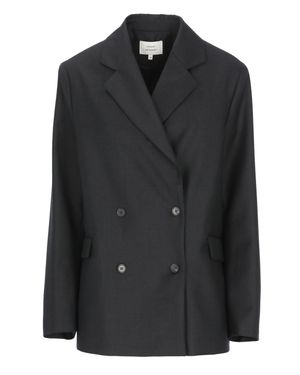 Loulou de Saison Donaulds Wool Double Breasted Blazer - Black