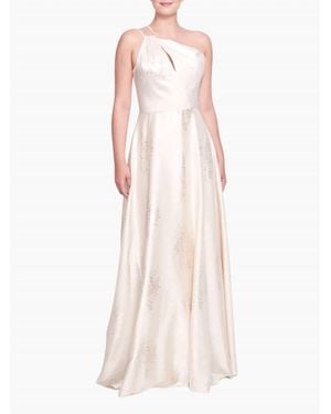 Marchesa Barletta One-Shoulder Maxi Gown - White