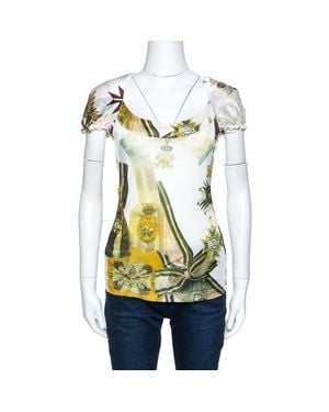 Just Cavalli Printed Silk Neck Tie Detail Top - Green